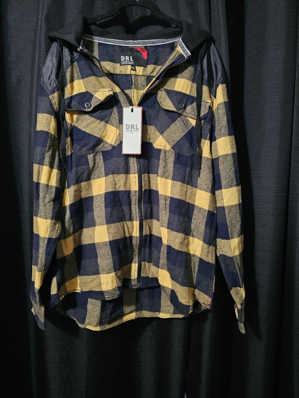 Essentials Plaid Hooded Zip Utility Jacket XL